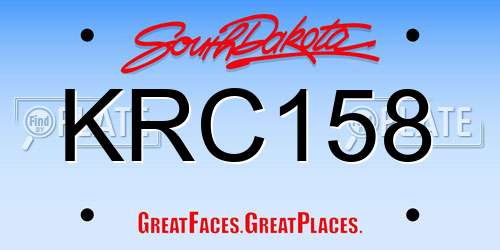 KRC158 South Dakota License Plate