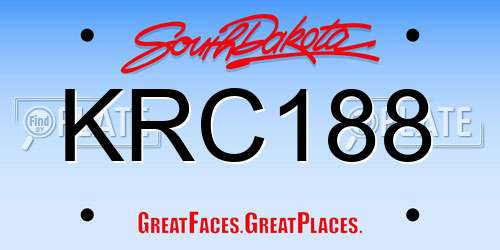 KRC188 South Dakota License Plate
