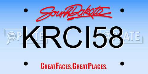 KRCI58 South Dakota License Plate
