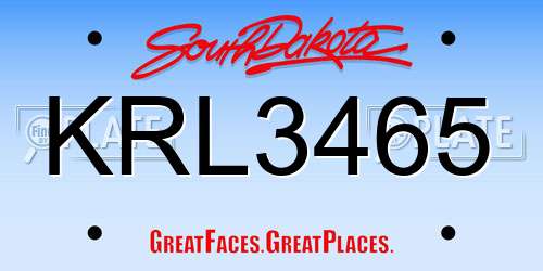 KRL3465 South Dakota License Plate