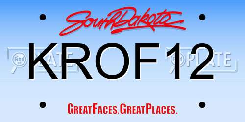 KROF12 South Dakota License Plate
