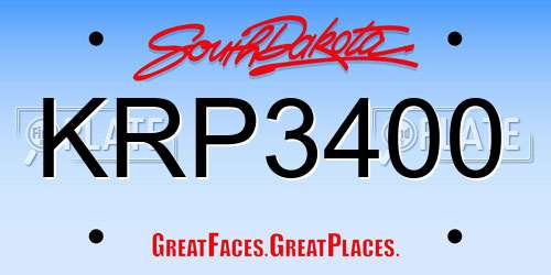 KRP3400 South Dakota License Plate