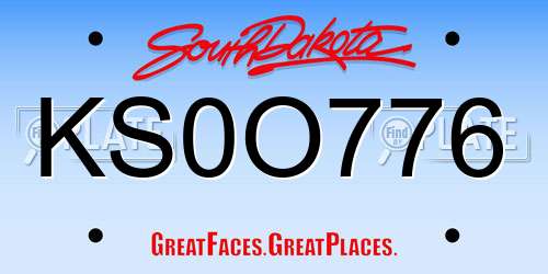 KS0O776 South Dakota License Plate