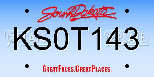 KS0T143 South Dakota License Plate