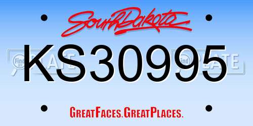 KS30995 South Dakota License Plate
