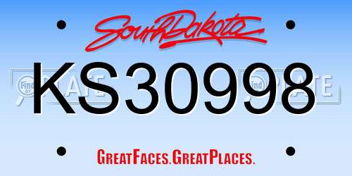 KS30998 South Dakota License Plate