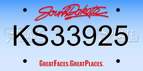 KS33925 South Dakota License Plate