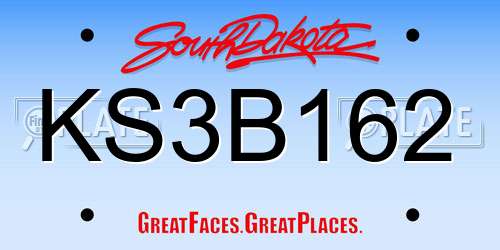 KS3B162 South Dakota License Plate