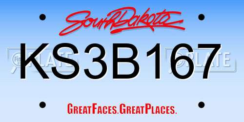 KS3B167 South Dakota License Plate