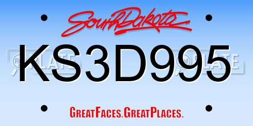 KS3D995 South Dakota License Plate
