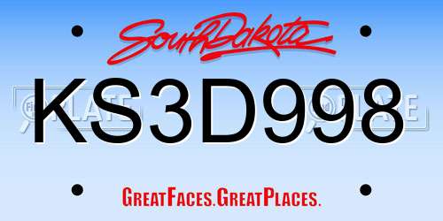 KS3D998 South Dakota License Plate