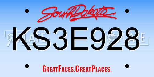 KS3E928 South Dakota License Plate