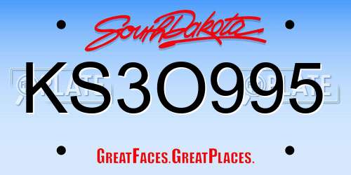 KS3O995 South Dakota License Plate