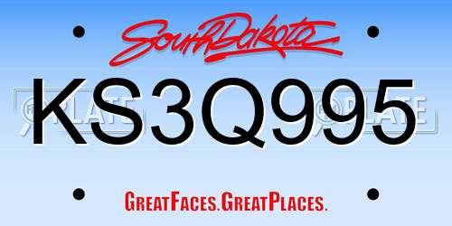 KS3Q995 South Dakota License Plate