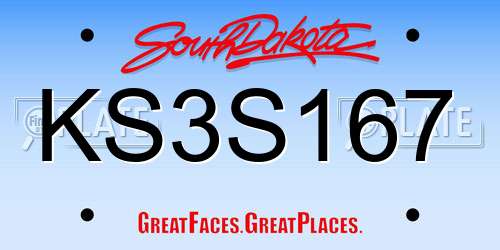 KS3S167 South Dakota License Plate