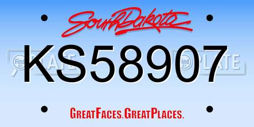 KS58907 South Dakota License Plate
