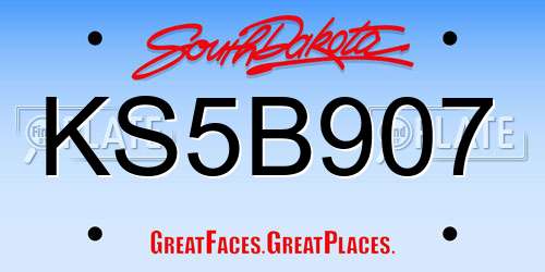 KS5B907 South Dakota License Plate