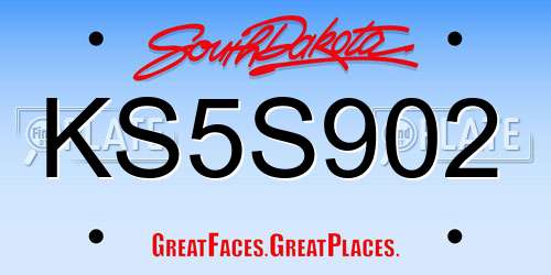 KS5S902 South Dakota License Plate
