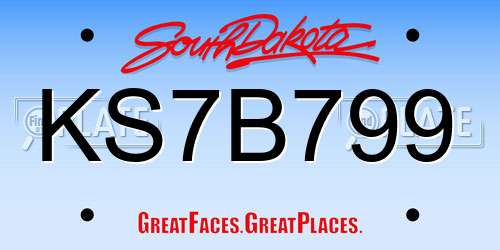 KS7B799 South Dakota License Plate