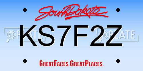 KS7F2Z South Dakota License Plate