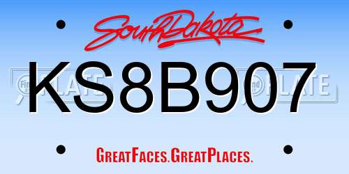 KS8B907 South Dakota License Plate