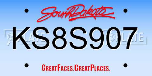 KS8S907 South Dakota License Plate