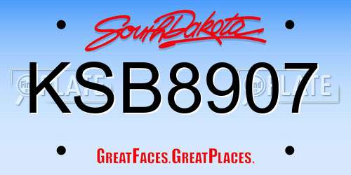 KSB8907 South Dakota License Plate