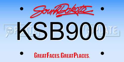 KSB900 South Dakota License Plate