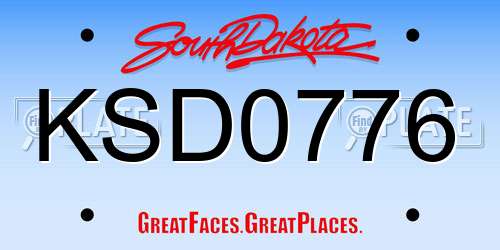 KSD0776 South Dakota License Plate