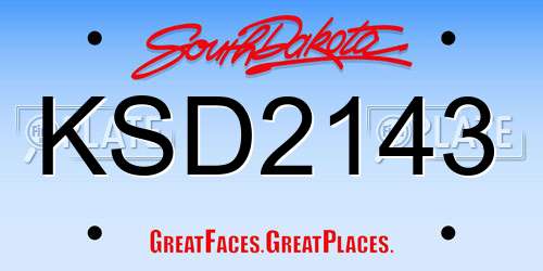 KSD2143 South Dakota License Plate