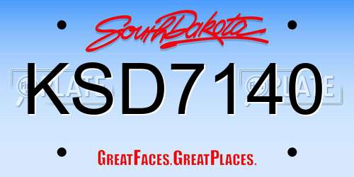 KSD7140 South Dakota License Plate