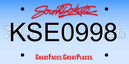 KSE0998 South Dakota License Plate