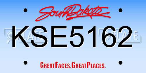 KSE5162 South Dakota License Plate