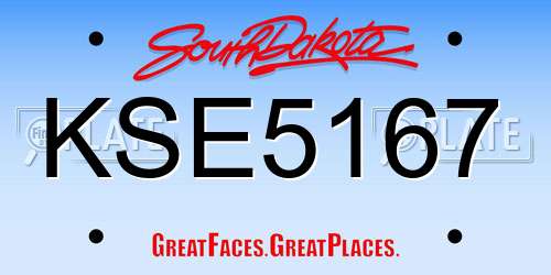 KSE5167 South Dakota License Plate