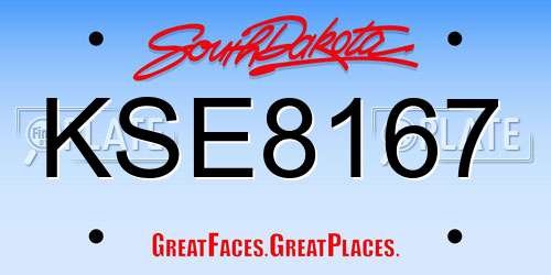 KSE8167 South Dakota License Plate