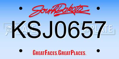 KSJ0657 South Dakota License Plate