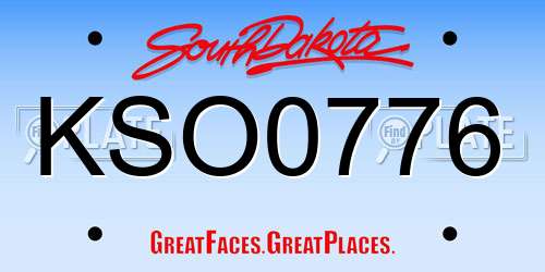 KSO0776 South Dakota License Plate