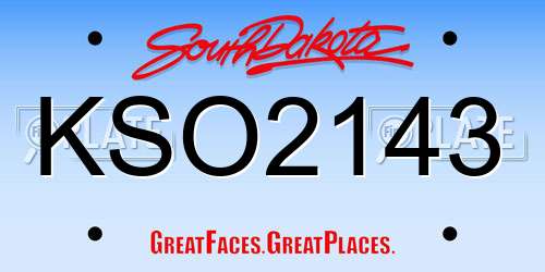 KSO2143 South Dakota License Plate