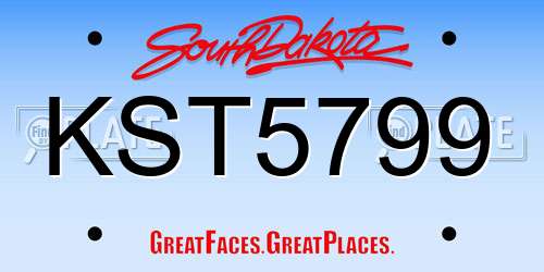 KST5799 South Dakota License Plate