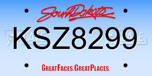 KSZ8299 South Dakota License Plate