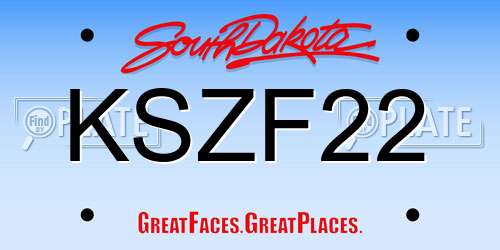 KSZF22 South Dakota License Plate