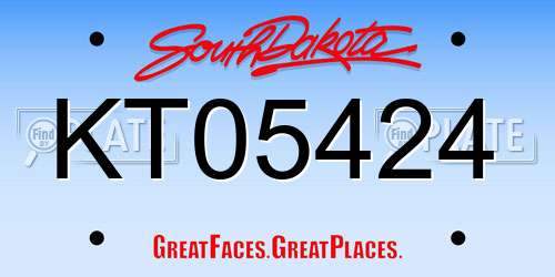 KT05424 South Dakota License Plate