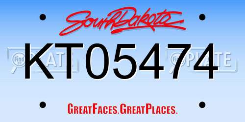 KT05474 South Dakota License Plate