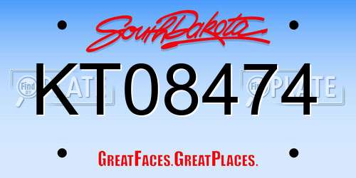 KT08474 South Dakota License Plate