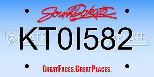 KT0I582 South Dakota License Plate