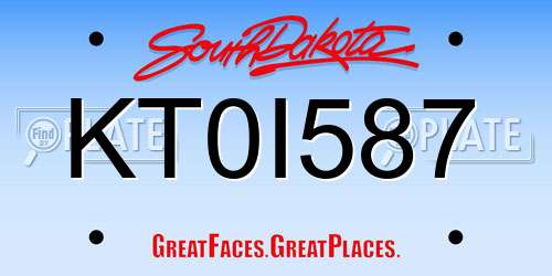 KT0I587 South Dakota License Plate