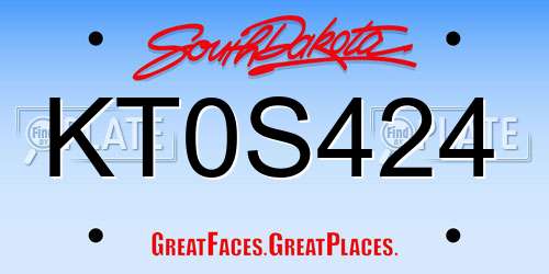 KT0S424 South Dakota License Plate