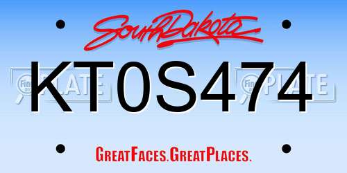 KT0S474 South Dakota License Plate