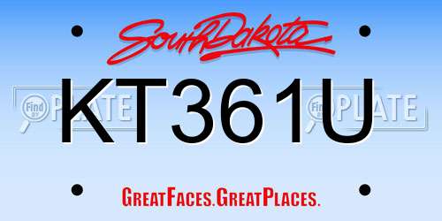 KT361U South Dakota License Plate