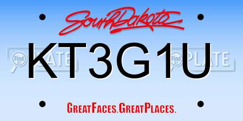 KT3G1U South Dakota License Plate